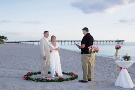 Florida Beach Elopement Ceremony in Venice Florida | Simple Beach Vow Renewal Ceremony