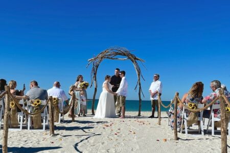Rustic Natural Branch Arch Arbor for Beach Wedding in Florida | Wedding Inspiration