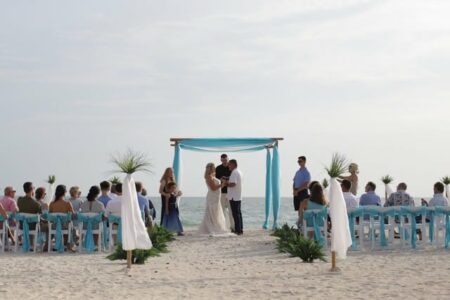 Affordable Destination Beach Wedding in Florida in Aqua and White