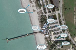 Venice Florida Beach Wedding Location Map near Sharky's Restaurant and Maxine Barritt Pavillion