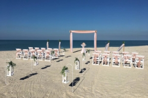 Simple Affordable Florida Beach Wedding Package with Bamboo Arbor in PInk