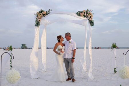 Custom Beach Wedding Ceremony Packages in Florida | Simple and Elegant 4-Post Wedding Arbor