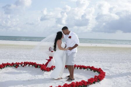 Roses Heart Florida Beach Wedding Elopement Ceremony