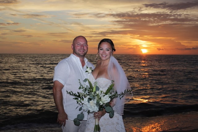 Florida Beach Wedding Ceremony Sunset Portrait