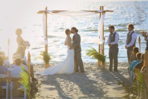 Bamboo Arch Arbor for Sarasota Beach Wedding Ceremony