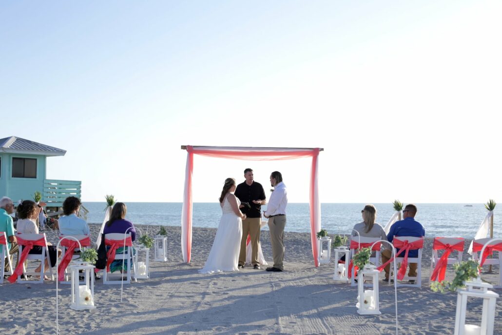 White and Coral Beach Wedding Ceremony Set Affordable Wedding Package