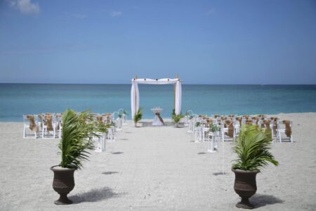 chuppah beach wedding ceremony set