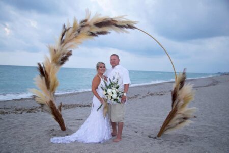 Pampas Grass Bohemian Wedding Circular Arch | Florida Destination Beach Wedding