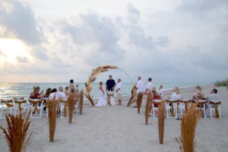 Bohemian Beach Wedding 2023 - Pampass Grass Circular Backdrop Arch for Florida Beach Wedding