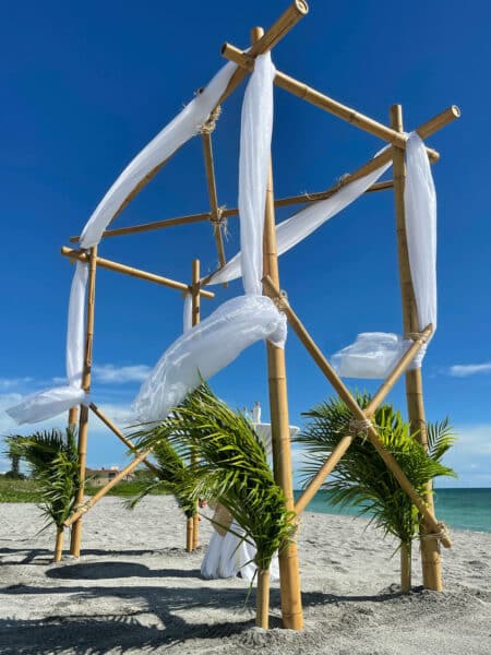 Florida Beach Wedding - Elegant Tropical Wedding Ceremony with Bamboo Arch