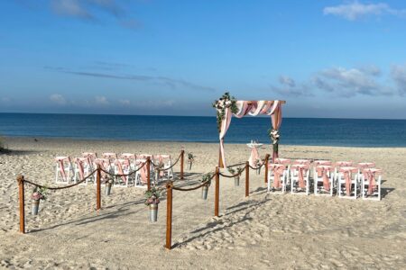 Dusty Rose and Blush Beach Wedding Ceremony Design, dusty rose beach wedding, dusty rose wedding aesthetic, Florida beach wedding package