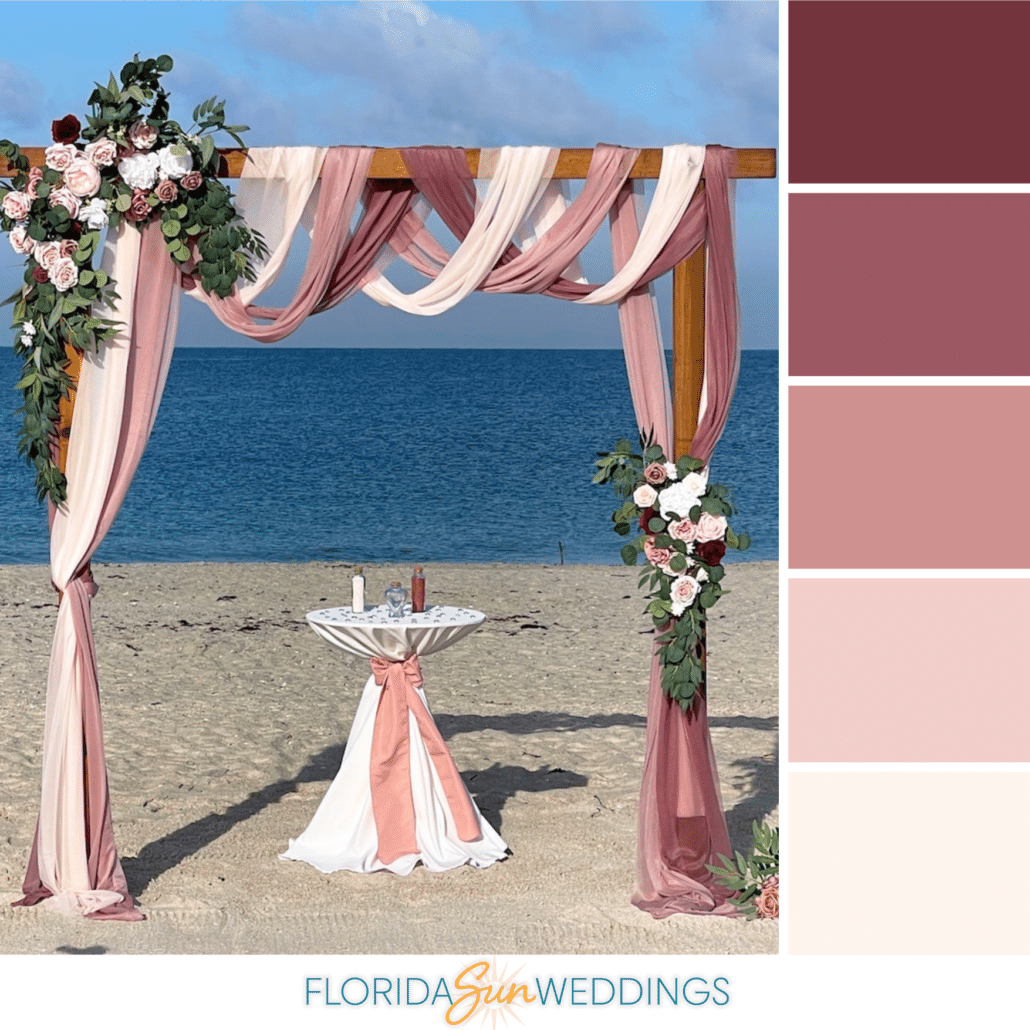 2024 Wedding Color Trends, Dusty Rose beach wedding color palette, trending beach wedding colors