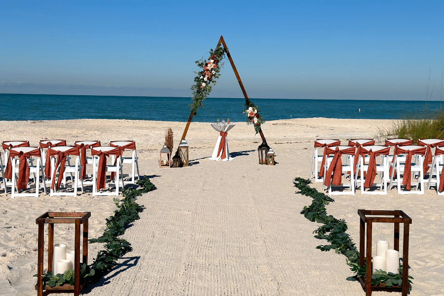 Wood Triangle Arch Wedding on the Beach