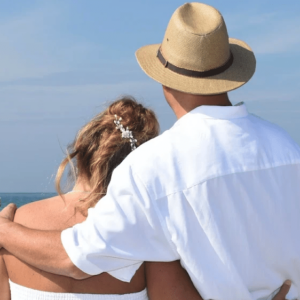Florida beach wedding vow renewal couple