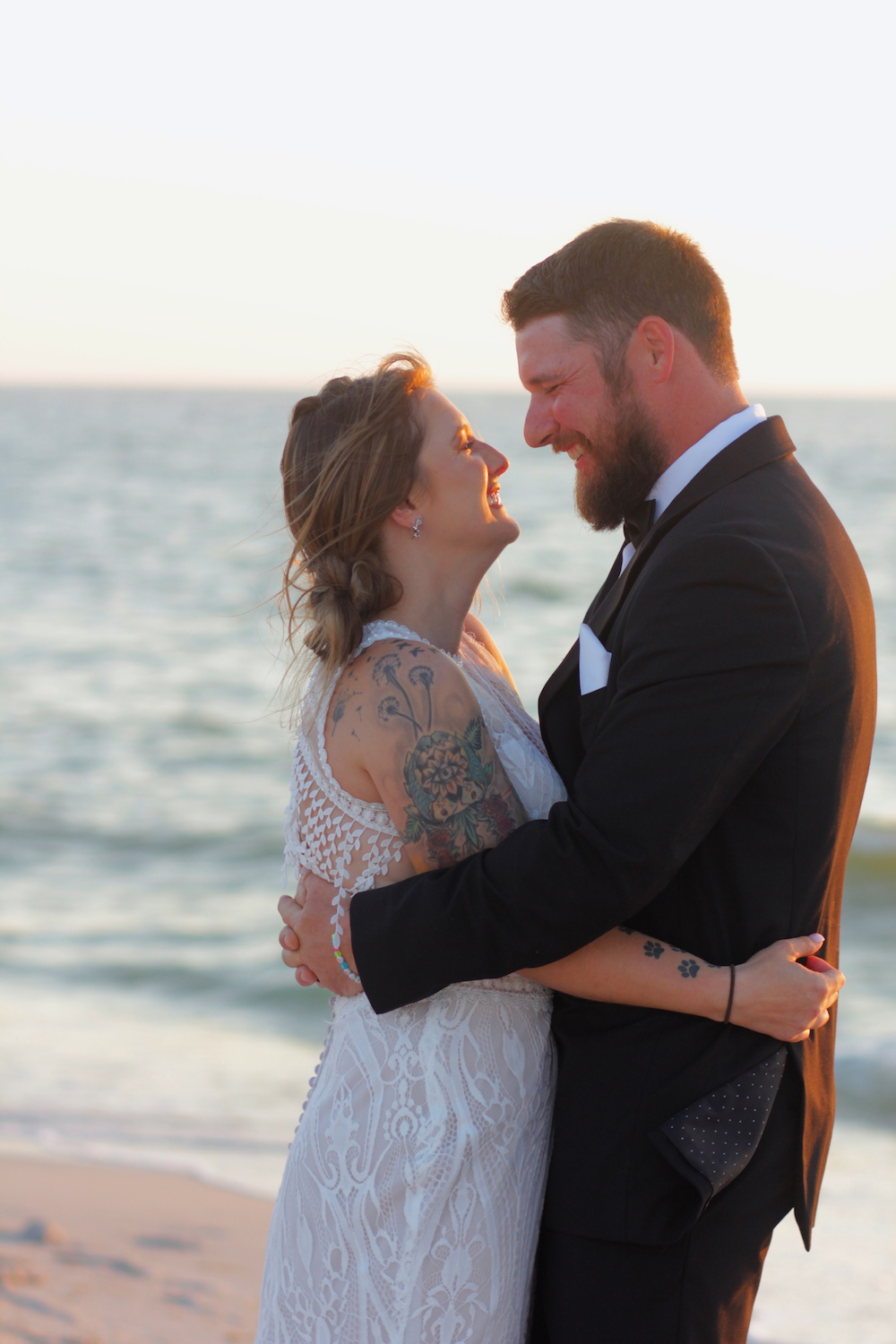 Happy Wedding Couple on Beach