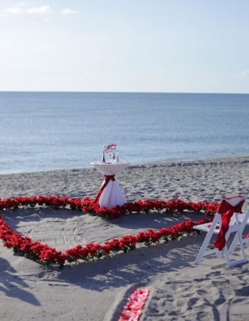Red Rose Heart on Beach for Florida Wedding Ceremony