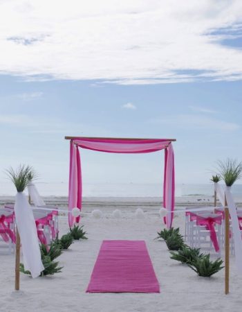 Bright Pink Florida Beach Wedding Ceremony Design | Destination Wedding