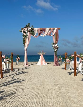 asymmetrical rose beach wedding ceremony backdrop, wedding backdrop for beach wedding, beach wedding arch