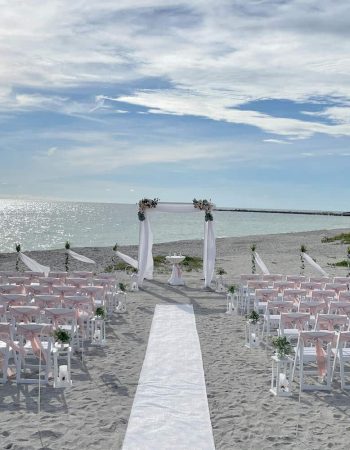 Pink and White Elegance Beach Wedding Ceremony Set in Florida Gulf Coast, Sarasota